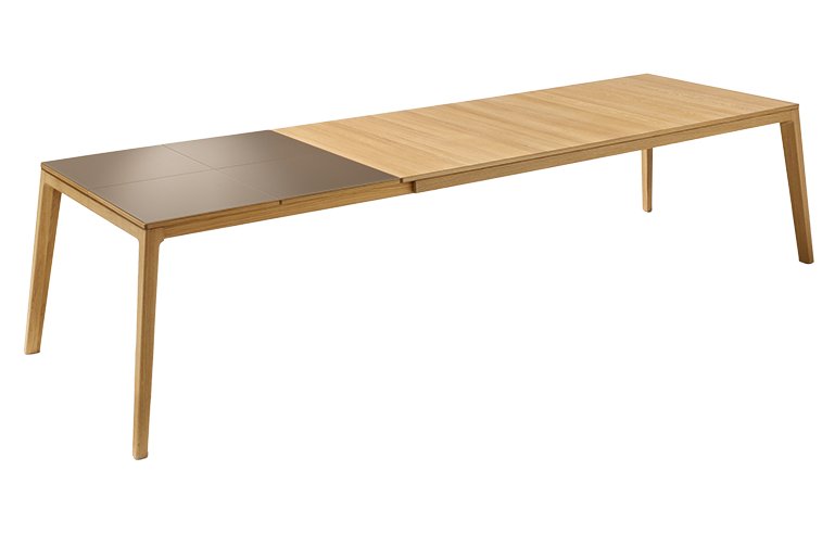 Runder Esstisch mit Holzplatte und schwarzem Metallgestell