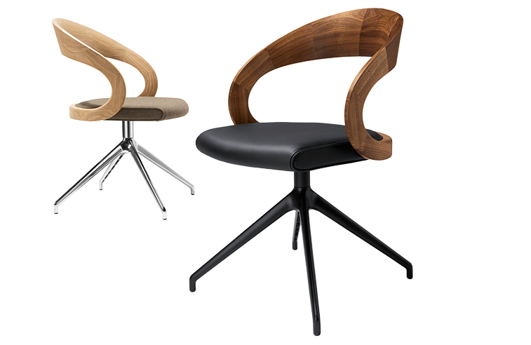 StühleZwei moderne Designstühle in Beige und Blau mit gepolsterter Sitzfläche